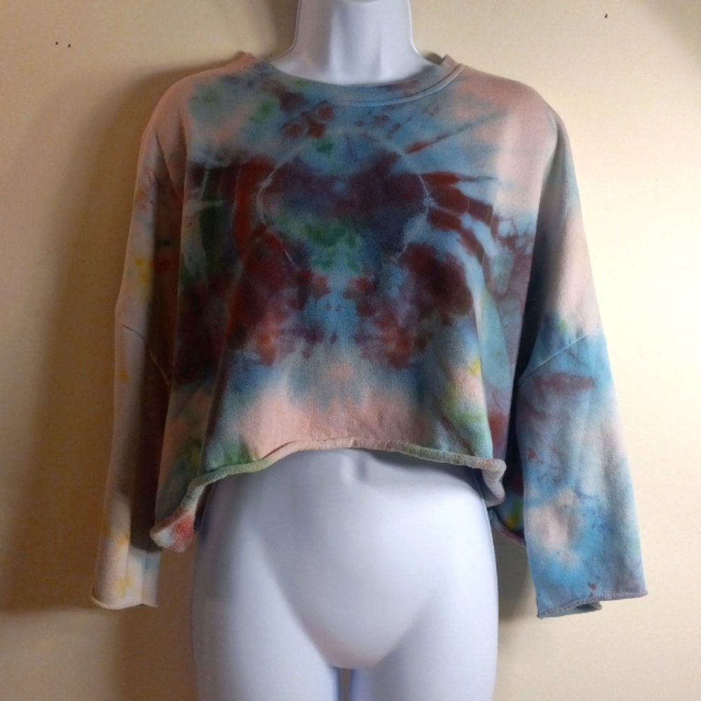 Tie Dyed Festival Cropped Oversized Sweatshirt by The Laundry Room M